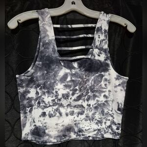 Jessica Simpson Black and White Tie-Dye Tank Top